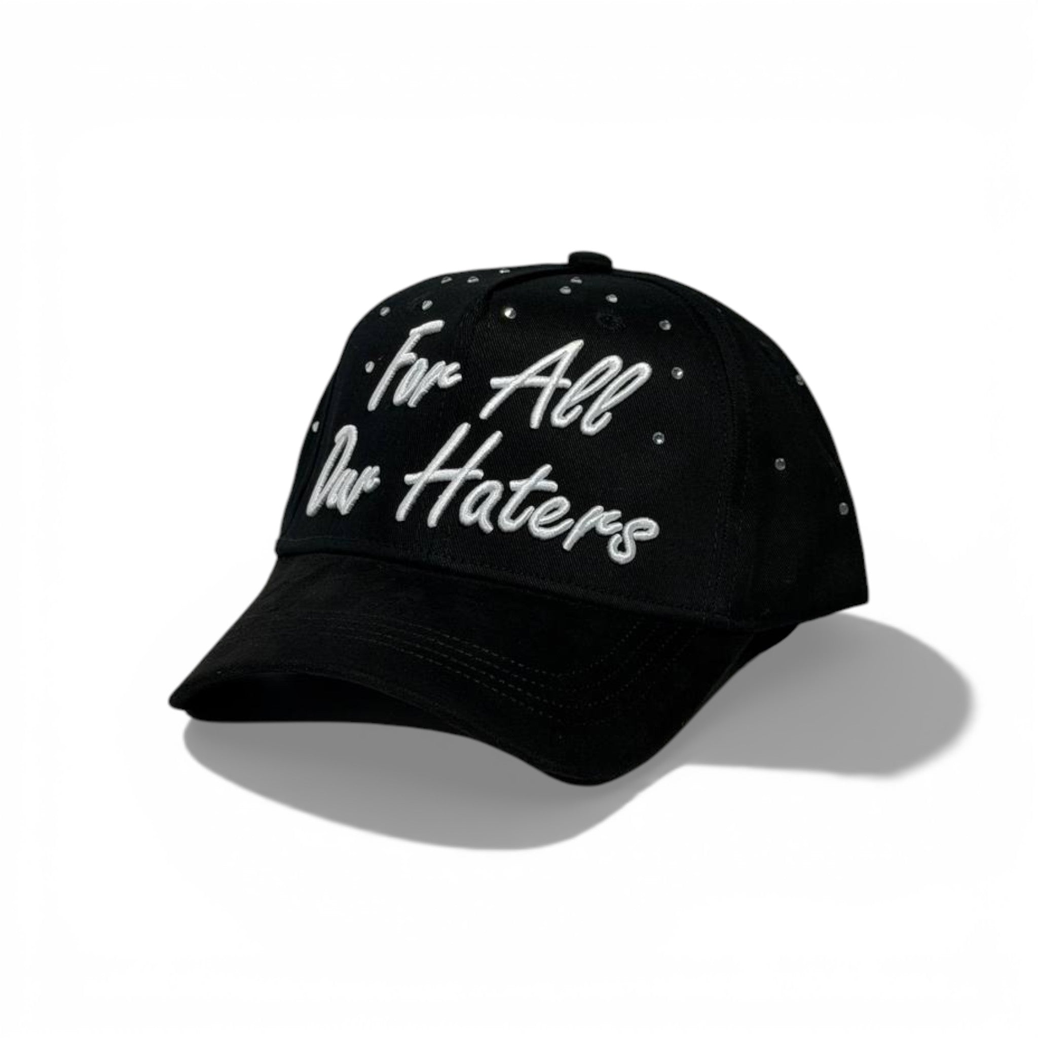 🖤 For All No Haters Rhinestone Black Baseball Cap – Statement Streetwear Hat ✨🧢
