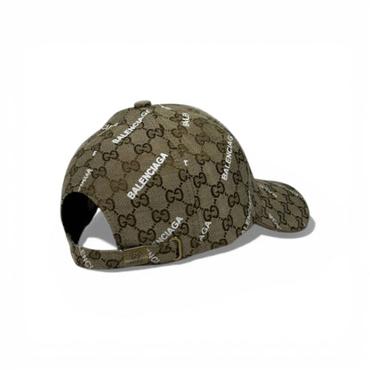 🤎 Balenciaga Monogram Brown Baseball Cap – Luxury All-Over Logo Hat 🧢✨
