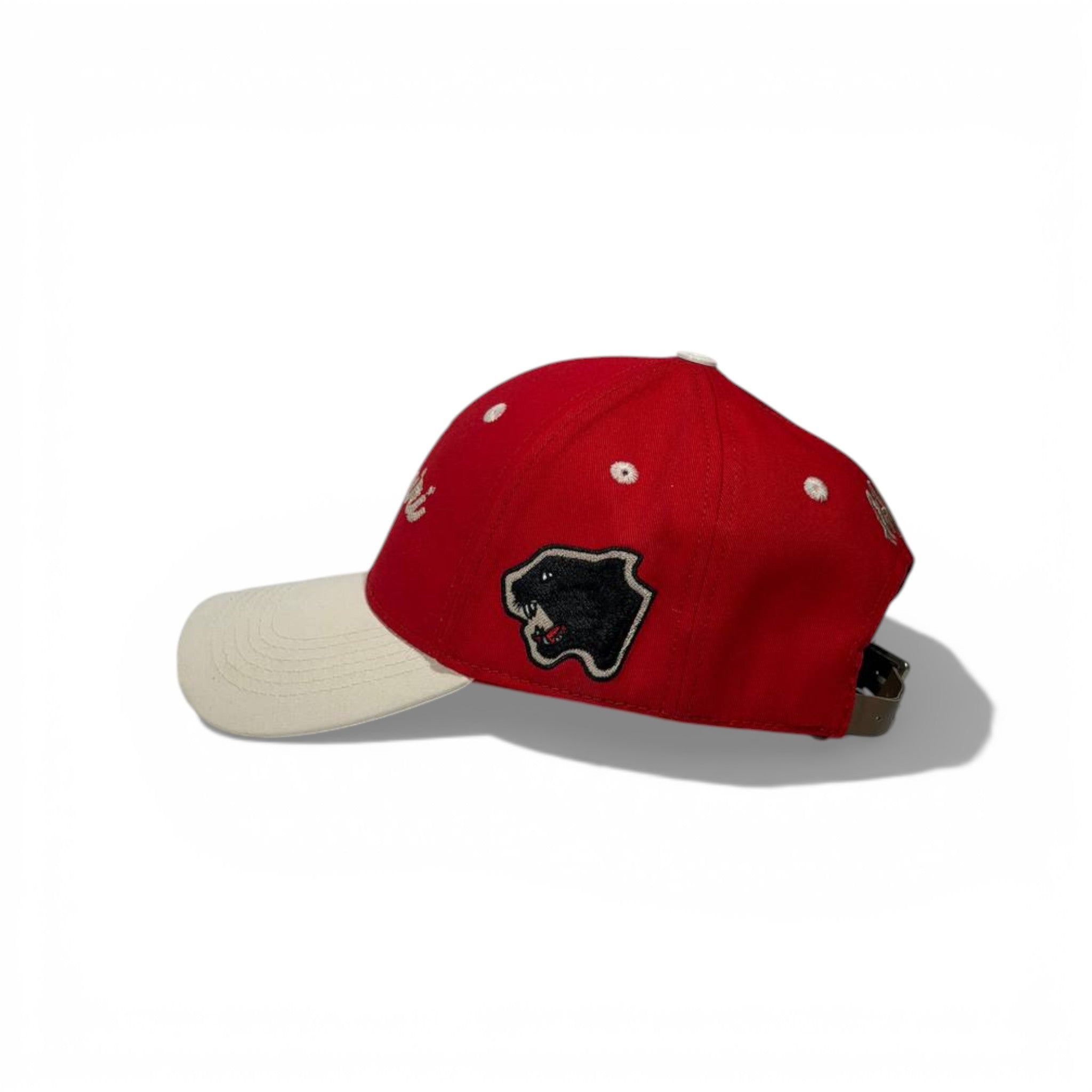 🧢 Amiri Two-Tone Red & Beige Baseball Cap – Embroidered Luxury Streetwear Hat ✨🔥