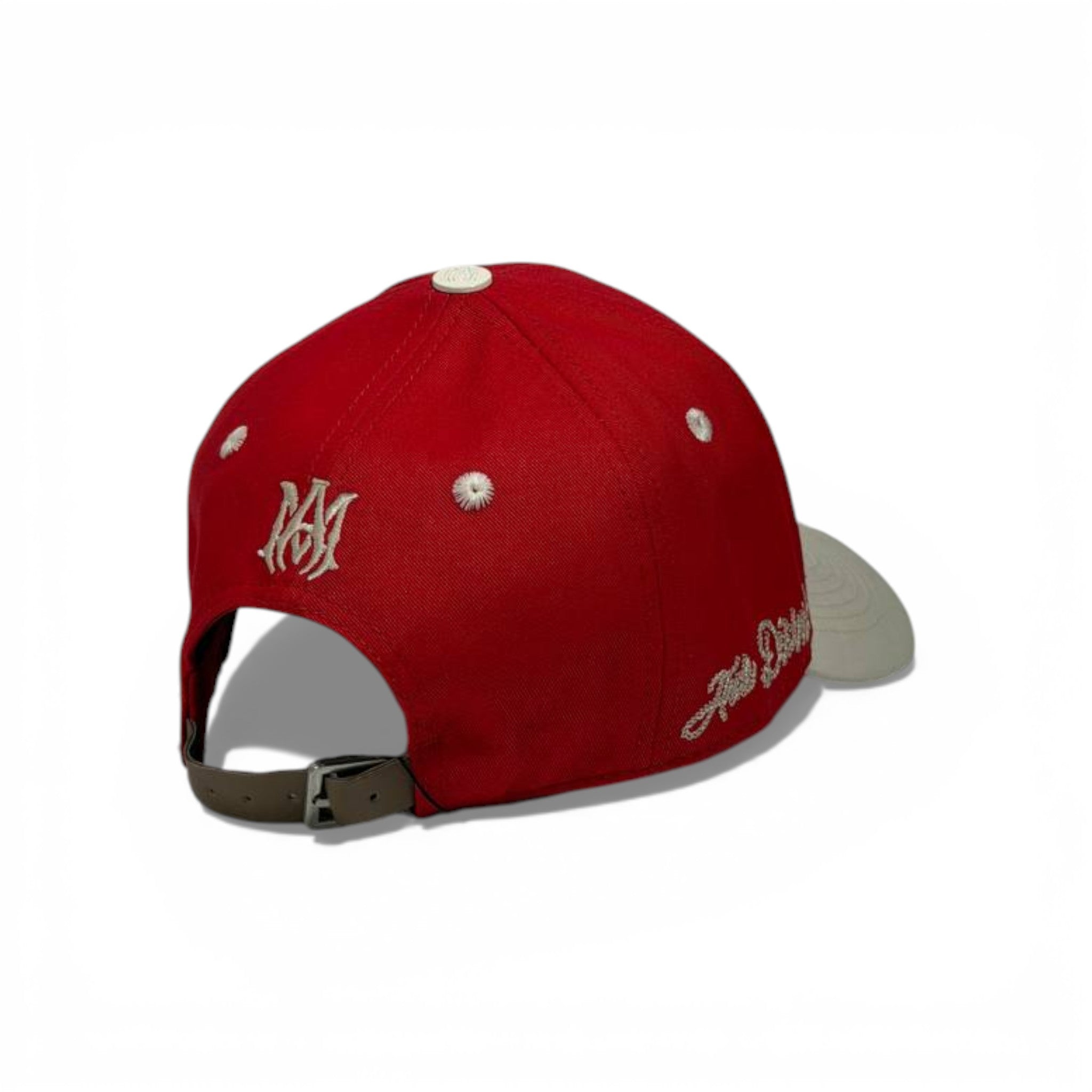 🧢 Amiri Two-Tone Red & Beige Baseball Cap – Embroidered Luxury Streetwear Hat ✨🔥