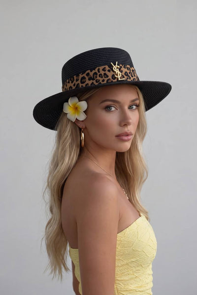 🖤 Saint Laurent Leopard Riviera Hat ✨🐆