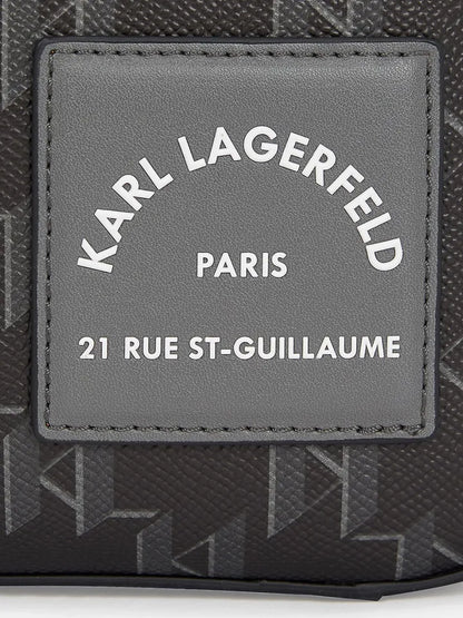 Karl Lagerfeld Monogram Laptop Bag – Black Stripe Briefcase 💻🖤