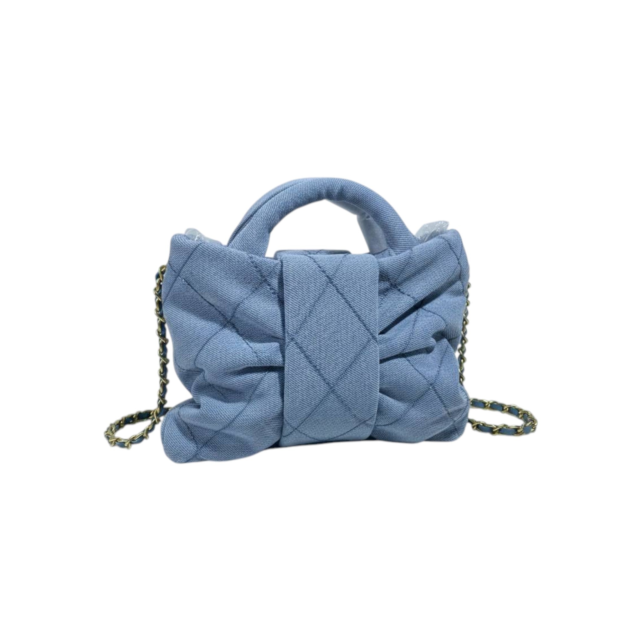 Chanel Quilted Denim Mini Top-Handle Bag with Chain Strap 💙✨