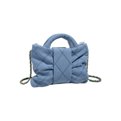 Chanel Quilted Denim Mini Top-Handle Bag with Chain Strap 💙✨