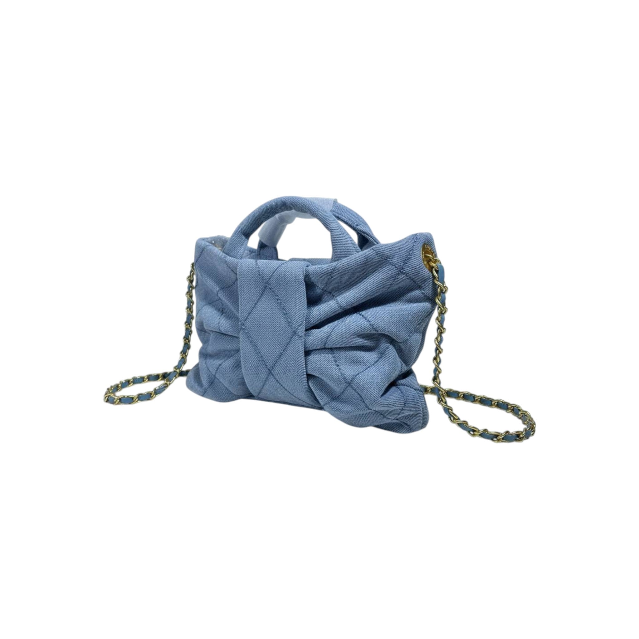 Chanel Quilted Denim Mini Top-Handle Bag with Chain Strap 💙✨