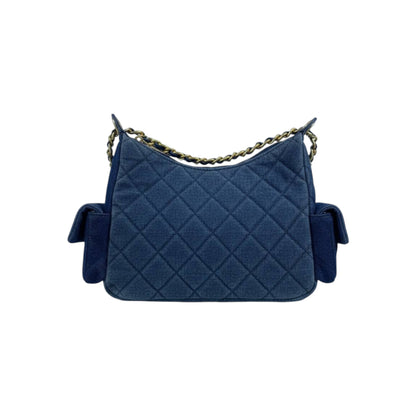 Chanel Quilted Denim Shoulder Bag with Dual Front Pockets 💙✨