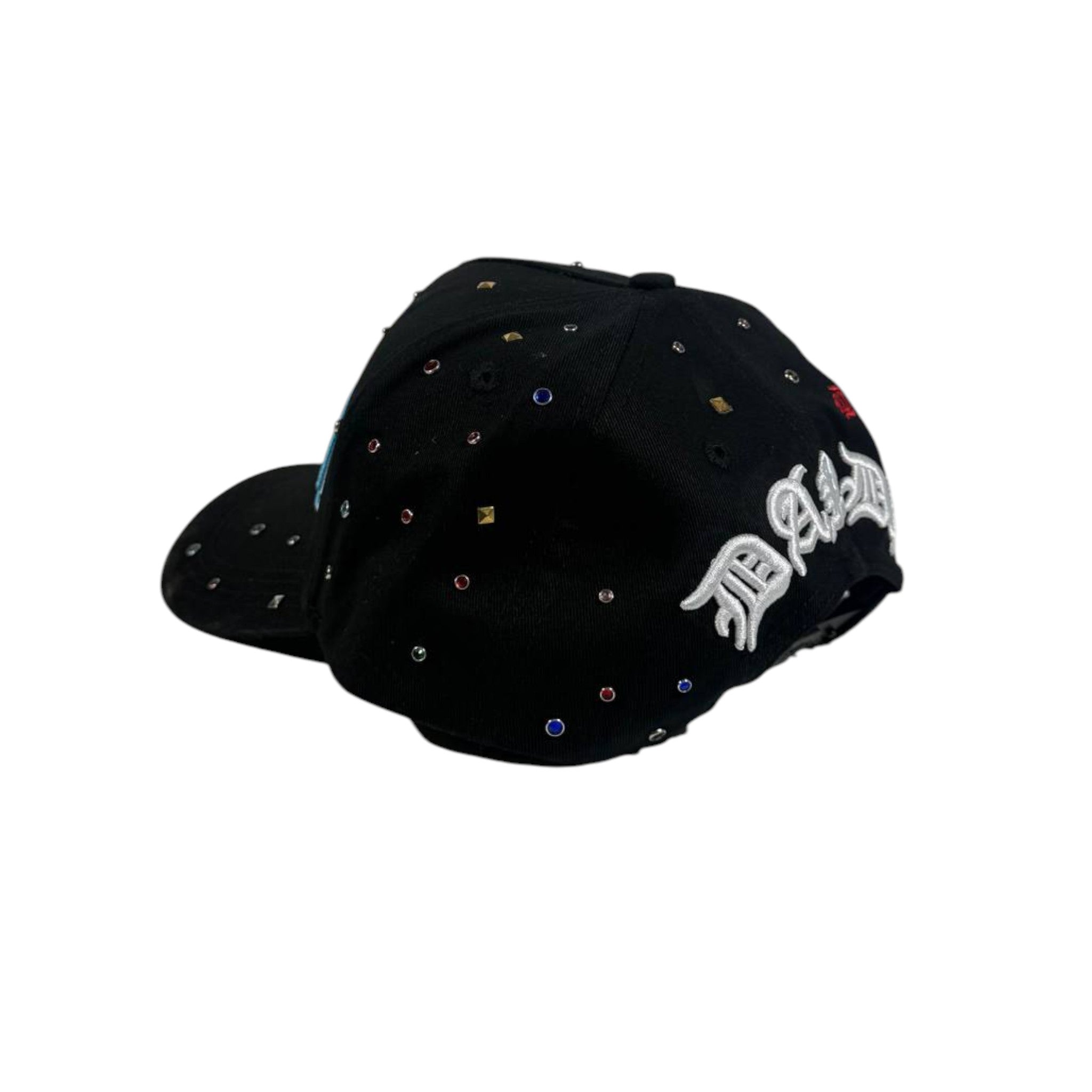 Dandy Hats Black Embroidered Graphic Cap with Crystal Stud Details 🖤✨