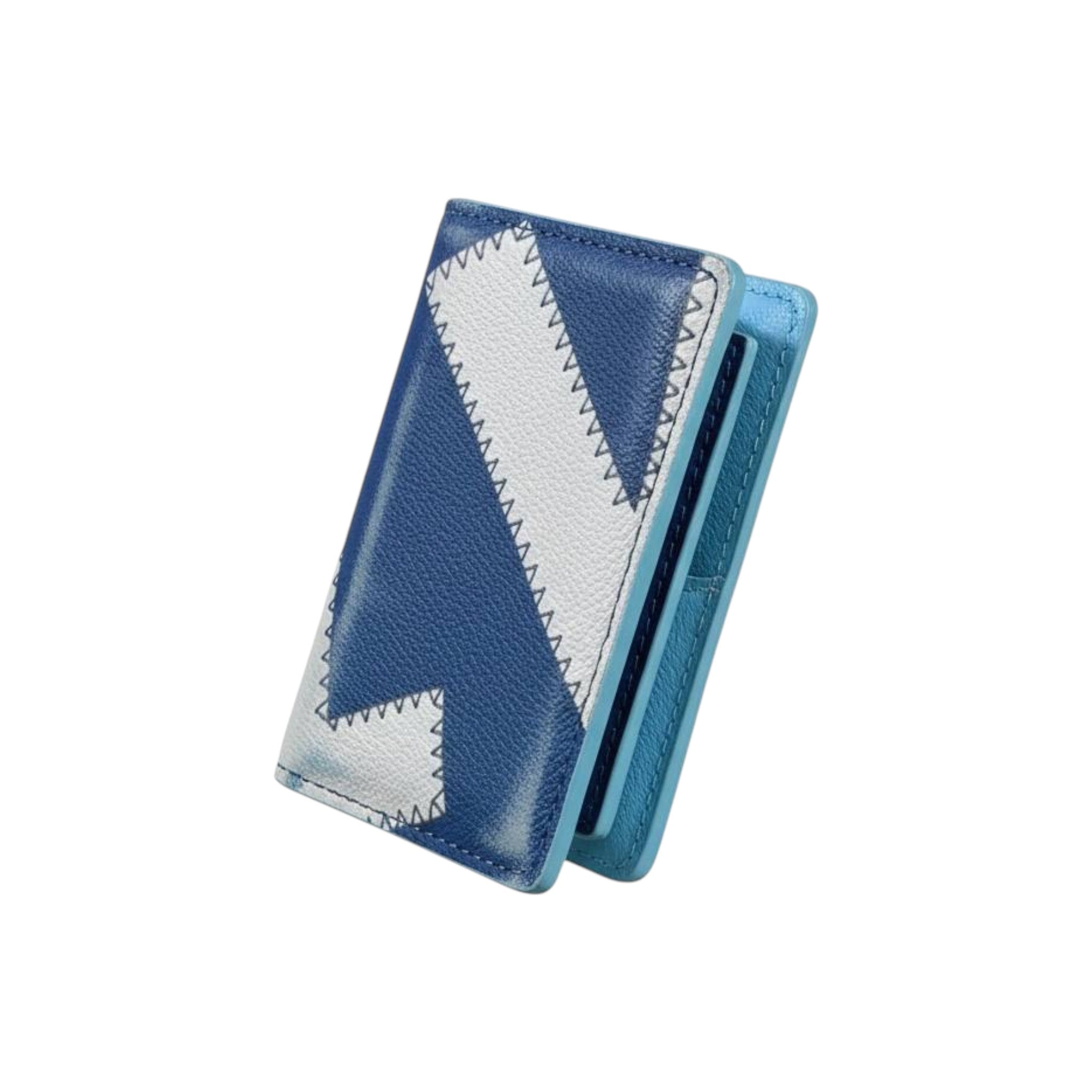 👛 Louis Vuitton Patchwork Fold Card Holder – Blue & White Luxury Edition
