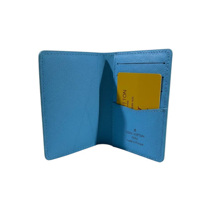 👛 Louis Vuitton Patchwork Fold Card Holder – Blue & White Luxury Edition