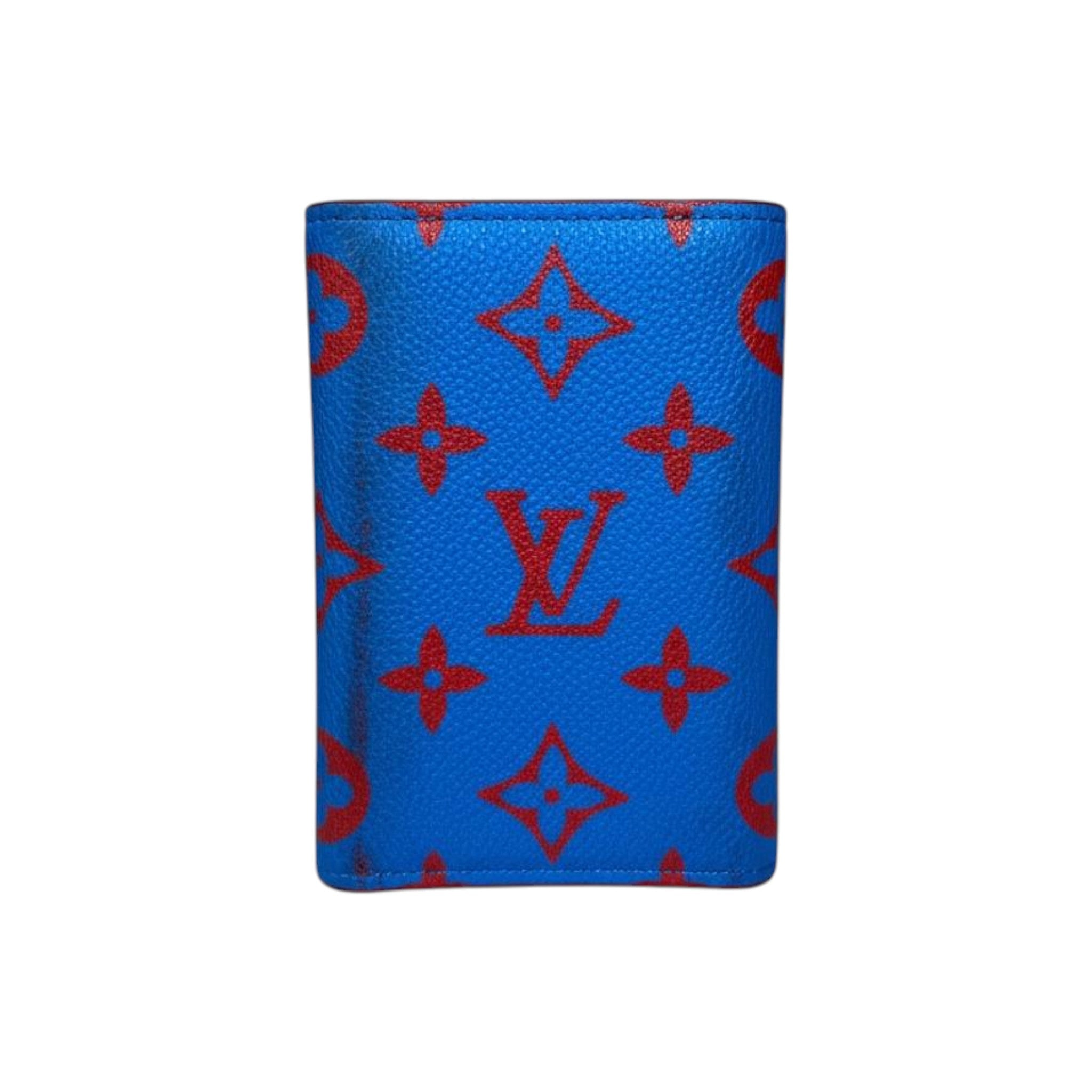 👛 Louis Vuitton Blue Monogram Card Holder – Red Logo Luxury Edition
