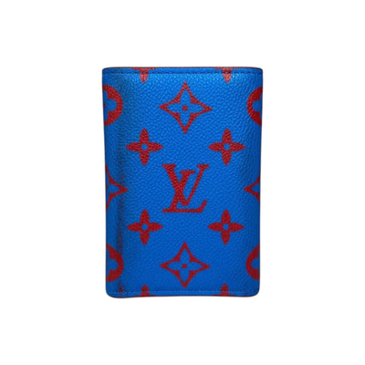 👛 Louis Vuitton Blue Monogram Card Holder – Red Logo Luxury Edition