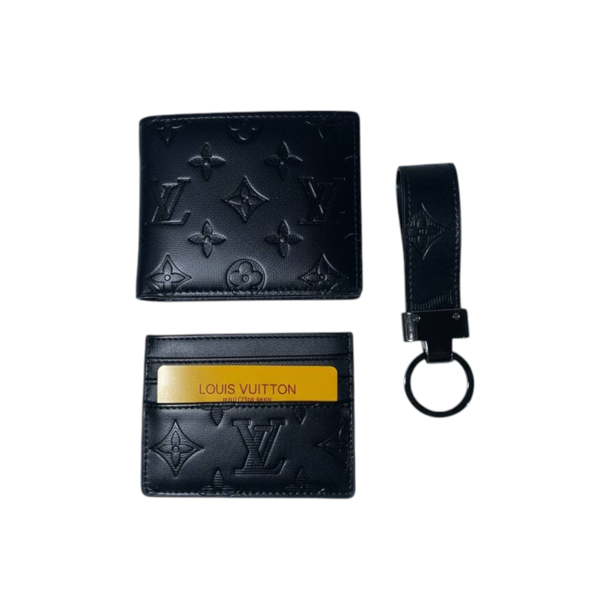 🖤👛 Louis Vuitton Black Monogram Leather Wallet & Accessories Set – Wallet, Card Holder & Key Holder 🔑