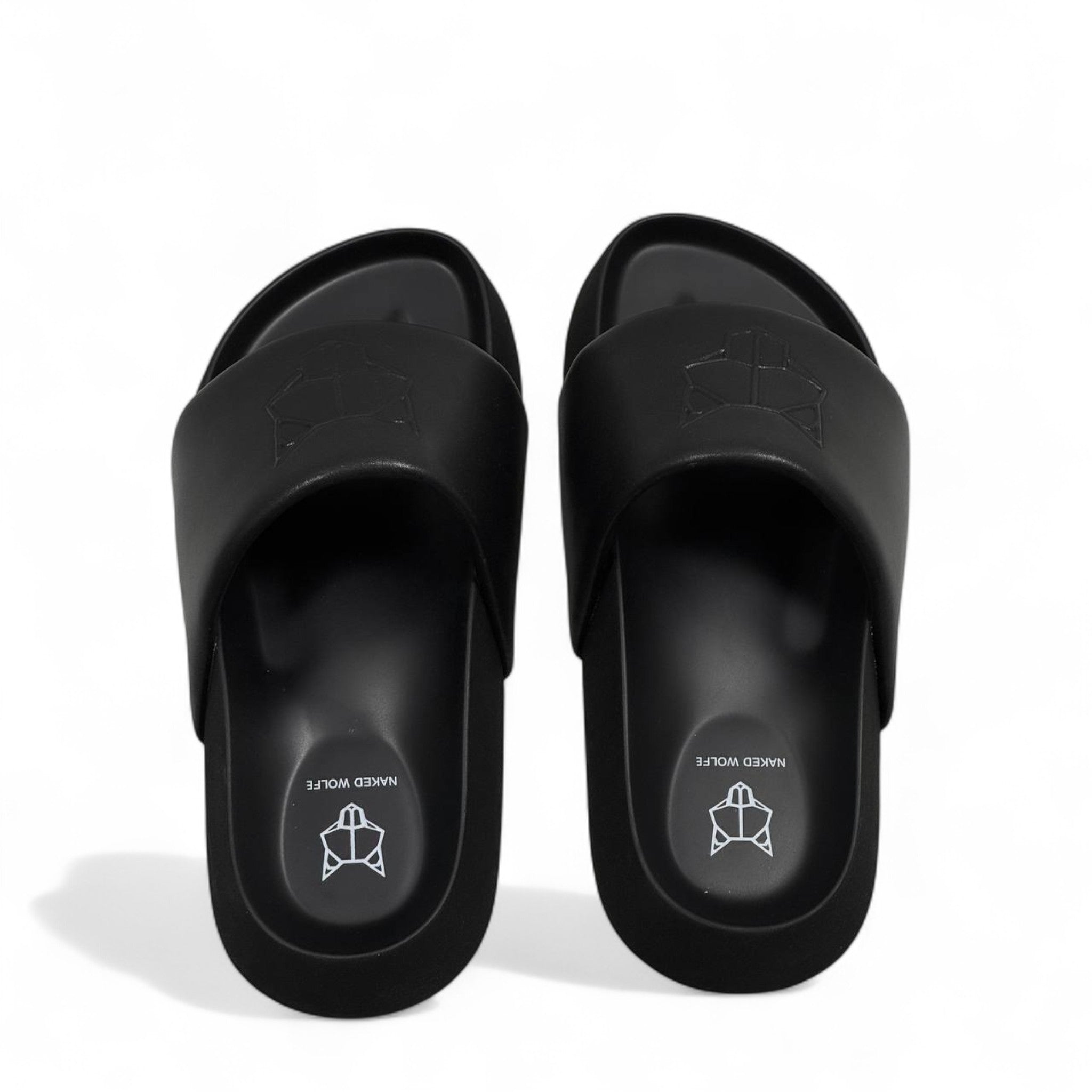 NAKED WOLFE Matte Black Logo Slides 🐺 | Bold & Minimal Luxury