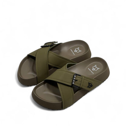 NAKED WOLFE Olive Green Cross-Strap Slides 🐺 | Urban Utility Meets Luxury