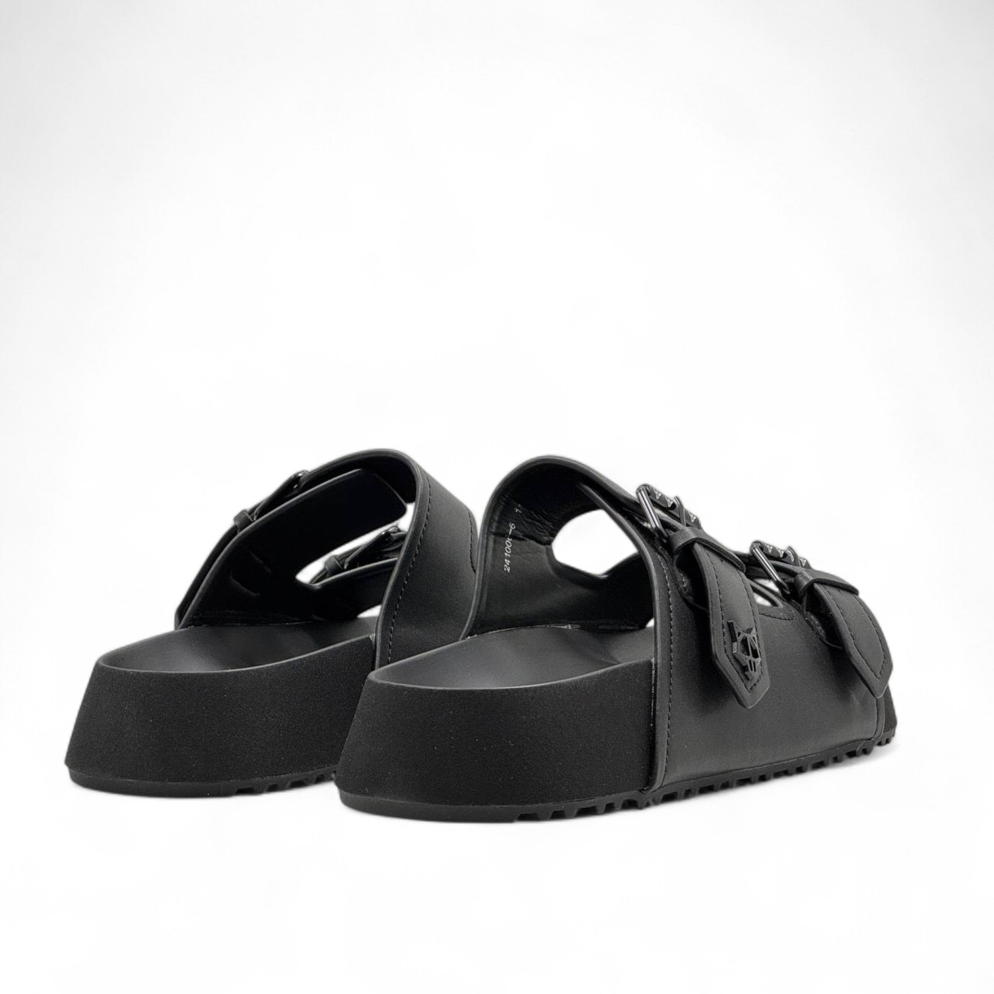 NAKED WOLFE Double Buckle Black Slides 🐺 | Futuristic Streetwear Edge