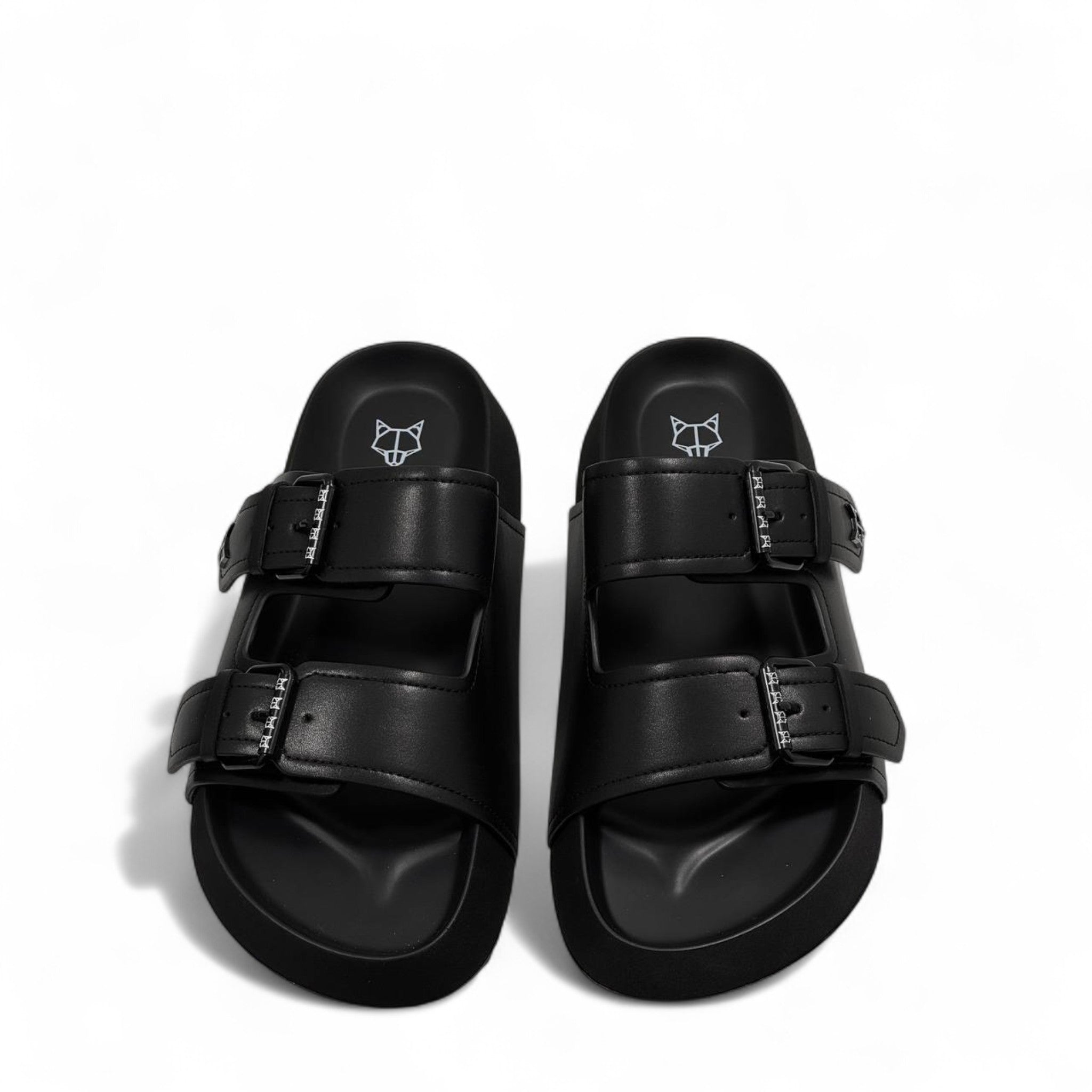 NAKED WOLFE Double Buckle Black Slides 🐺 | Futuristic Streetwear Edge