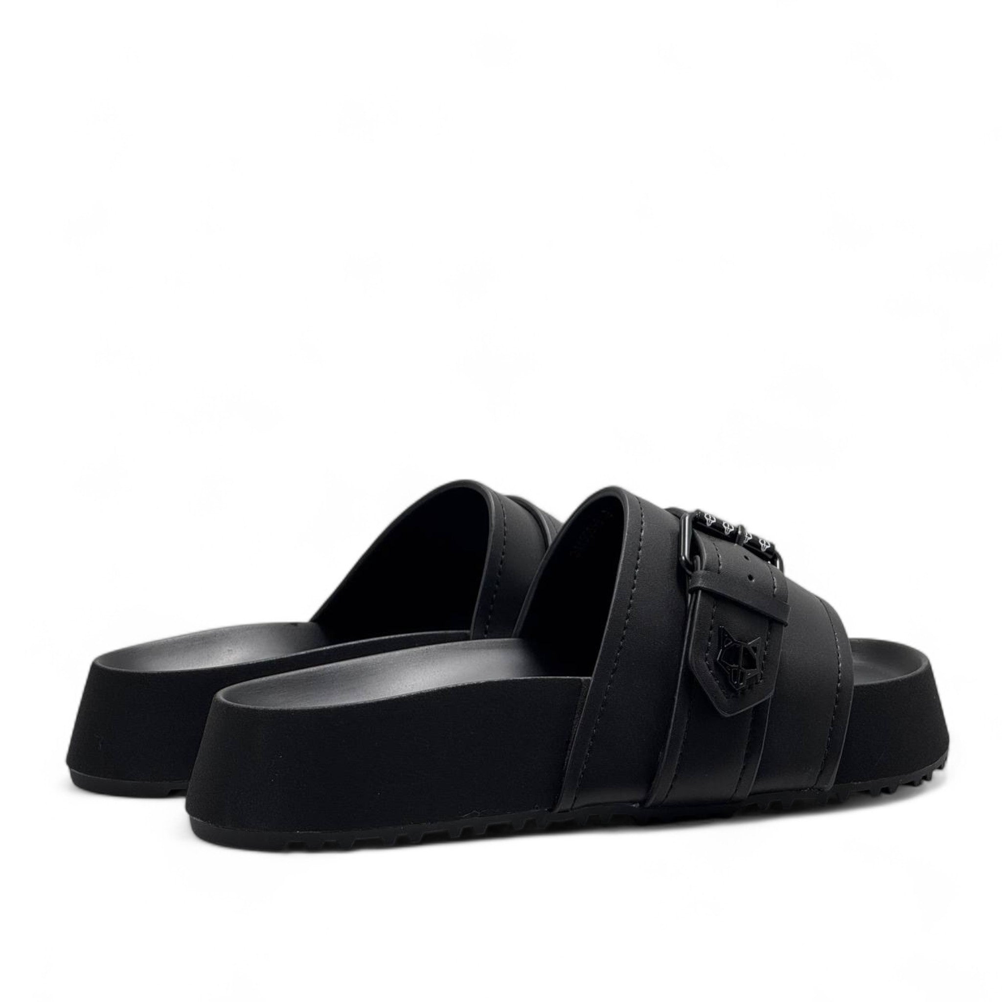 NAKED WOLFE Triple-Strap Black Slides 🐺 | Stealth Streetwear Icon