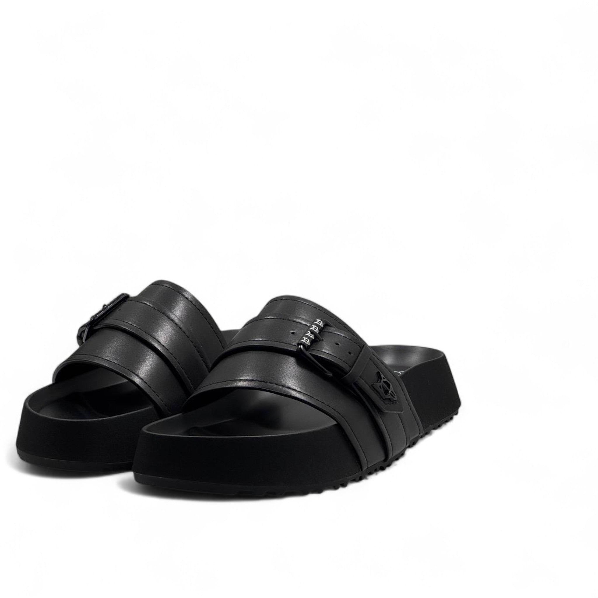 NAKED WOLFE Triple-Strap Black Slides 🐺 | Stealth Streetwear Icon