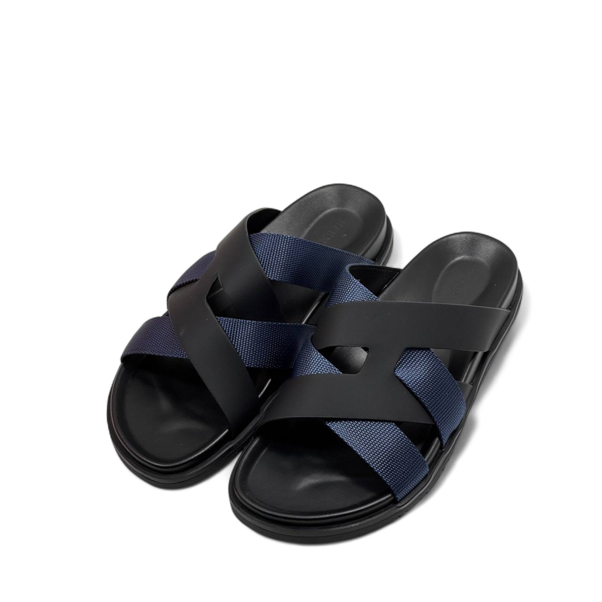 HERMÈS Navy & Black Cross-Strap Sandals ✨ | Iconic French Summer Elegance