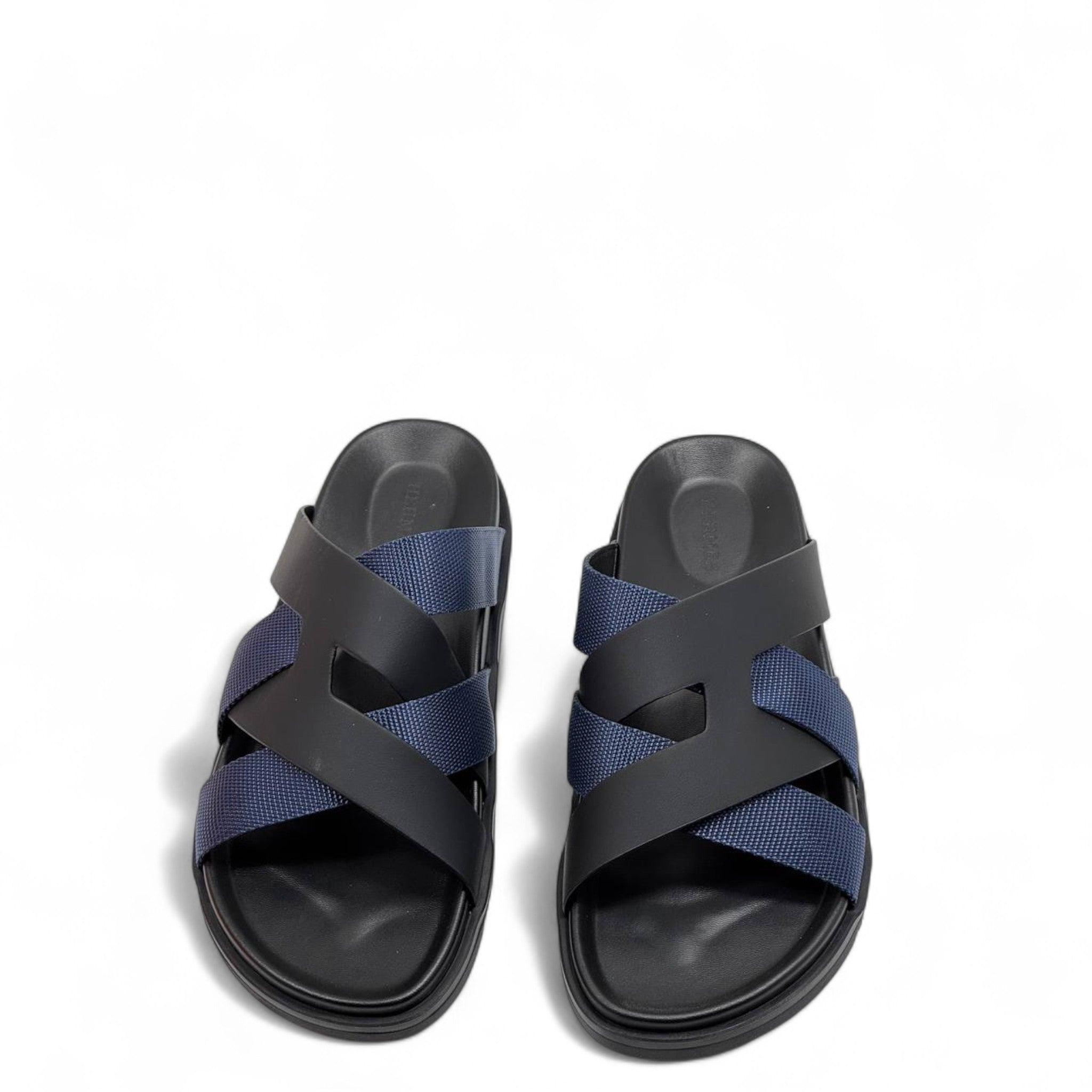 HERMÈS Navy & Black Cross-Strap Sandals ✨ | Iconic French Summer Elegance