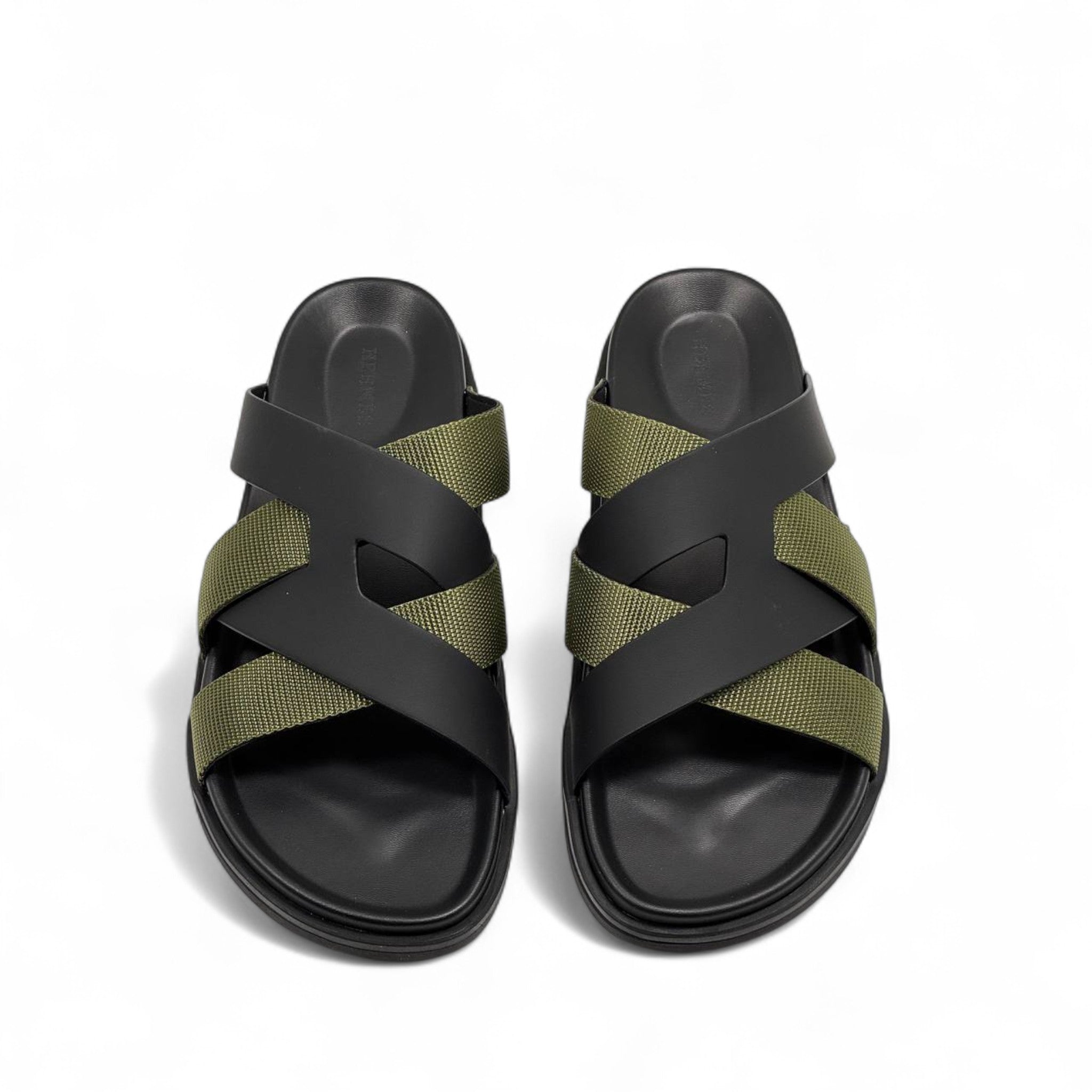 HERMÈS Olive & Black Cross-Strap Sandals 🧵 | Effortless French Utility Chic