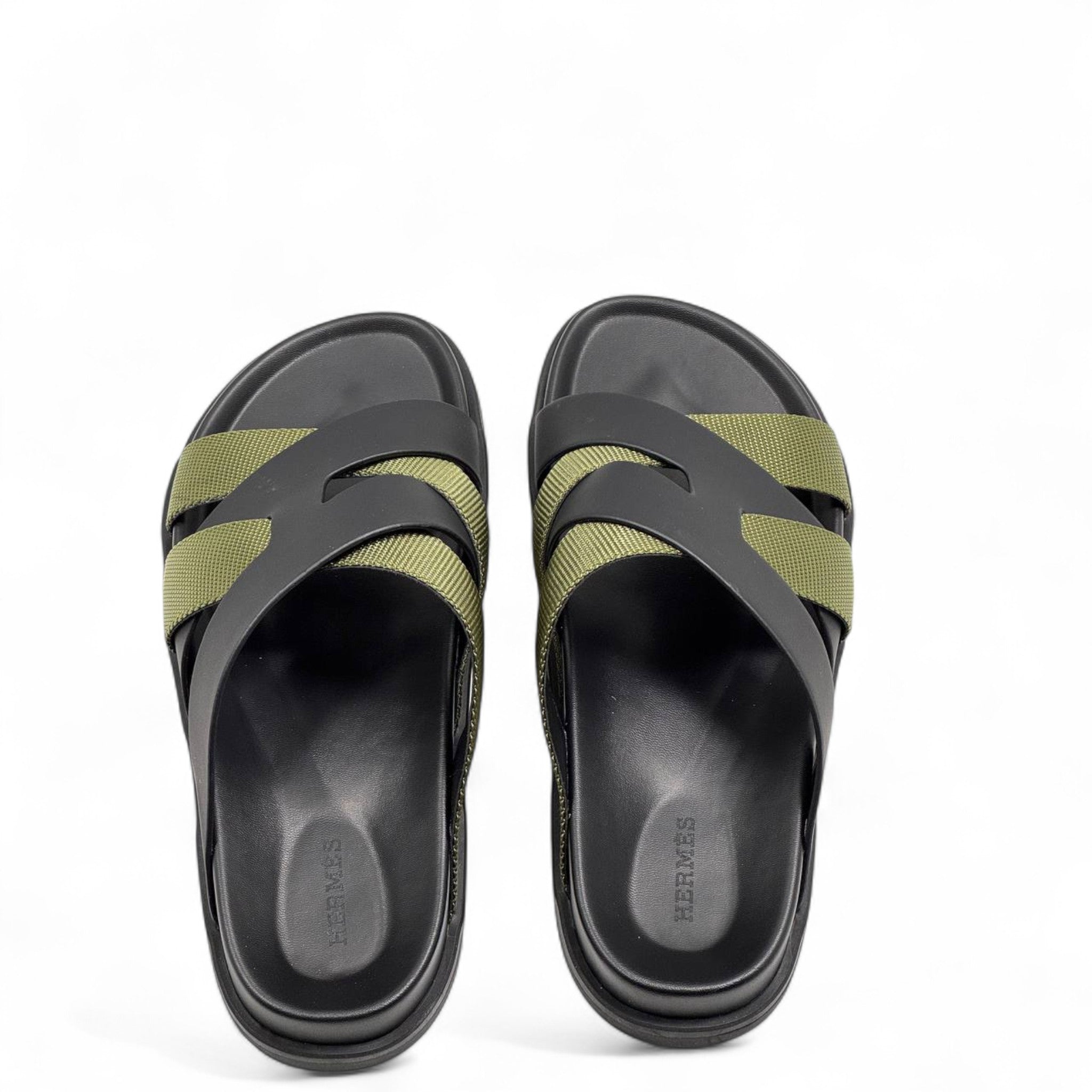 HERMÈS Olive & Black Cross-Strap Sandals 🧵 | Effortless French Utility Chic