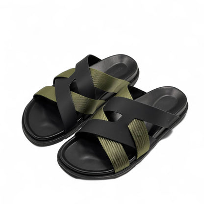 HERMÈS Olive & Black Cross-Strap Sandals 🧵 | Effortless French Utility Chic