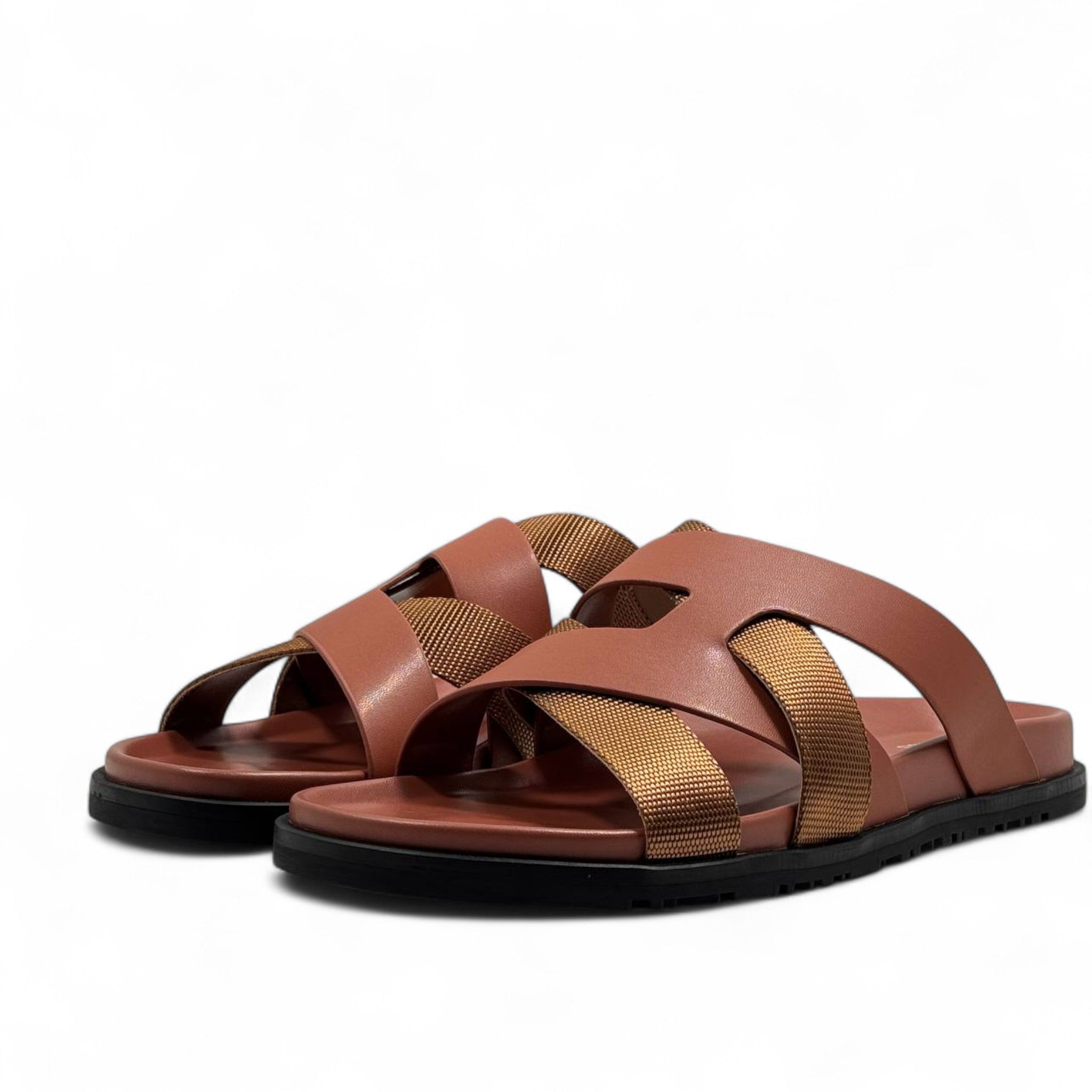 HERMÈS Tan & Caramel Cross-Strap Sandals 🐪 | Sunset-Inspired French Elegance