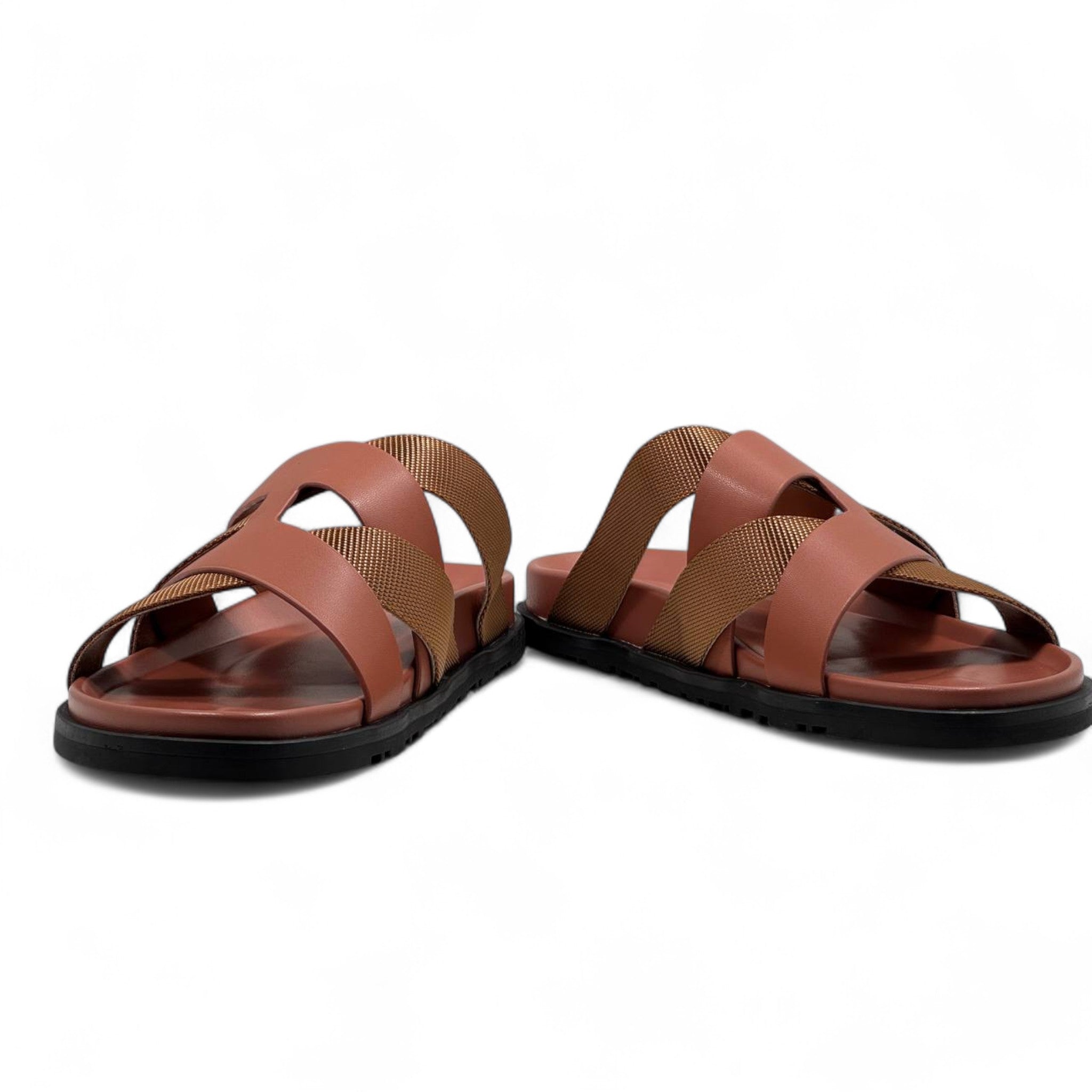 HERMÈS Tan & Caramel Cross-Strap Sandals 🐪 | Sunset-Inspired French Elegance