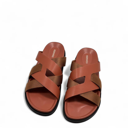 HERMÈS Tan & Caramel Cross-Strap Sandals 🐪 | Sunset-Inspired French Elegance