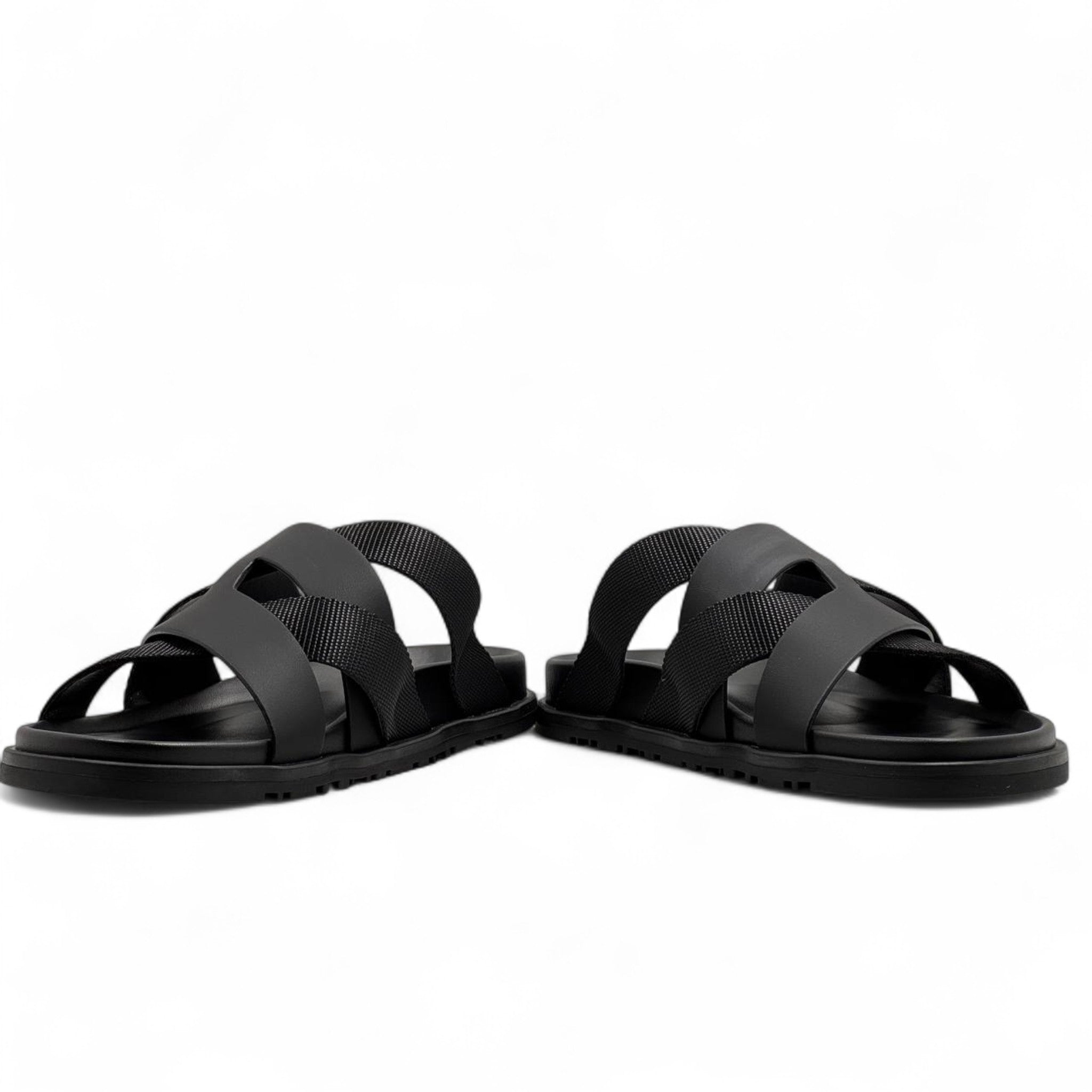 HERMÈS All-Black Cross-Strap Sandals 🐾 | Timeless Minimal French Luxury
