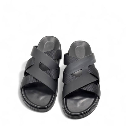 HERMÈS All-Black Cross-Strap Sandals 🐾 | Timeless Minimal French Luxury