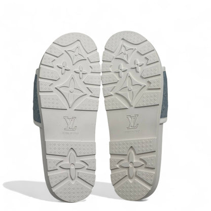 Louis Vuitton Denim Slide Slippers – Light Blue & White Comfort 🧊👟