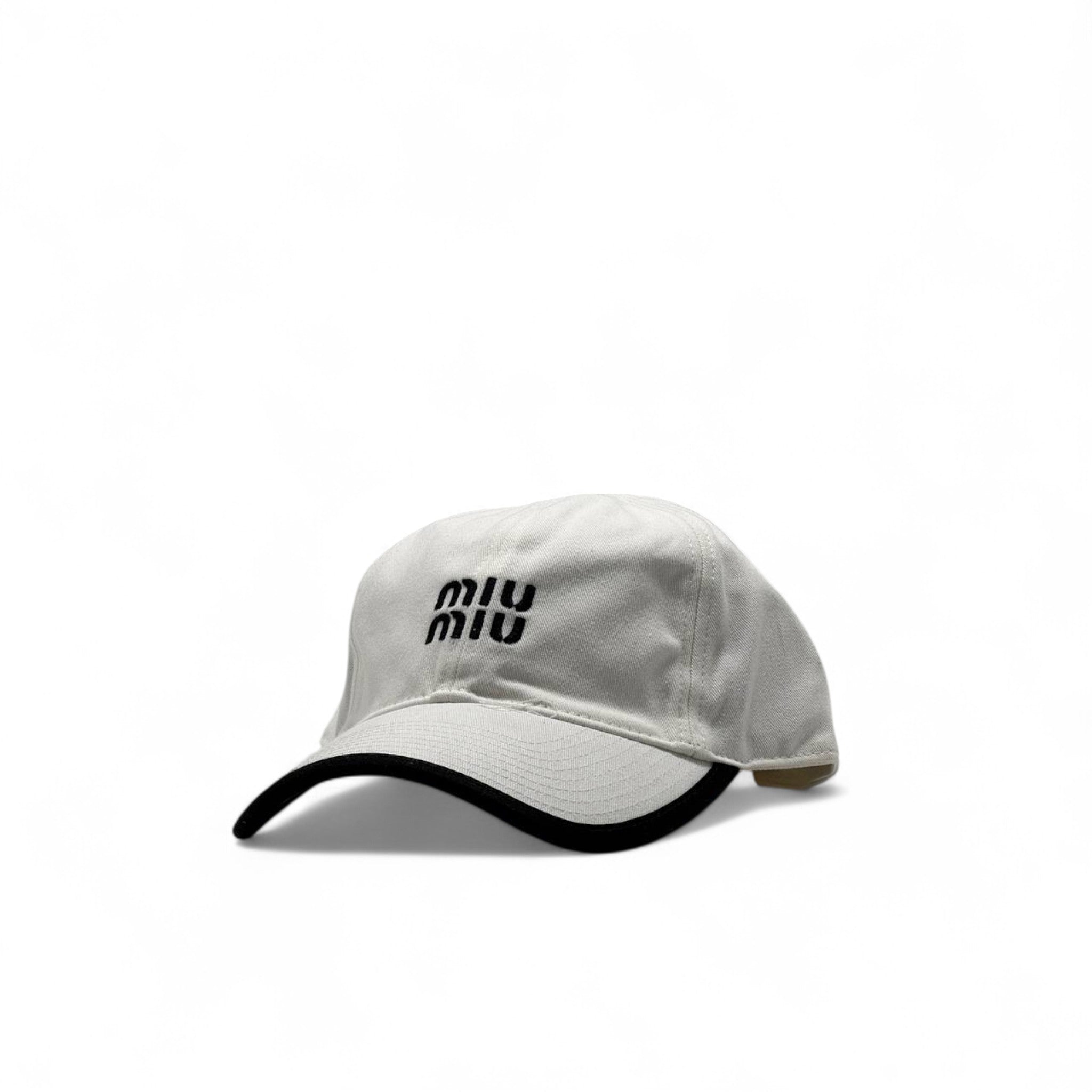 Miu Miu White Embroidered Cap – Monochrome Minimal Elegance 🧢🖤