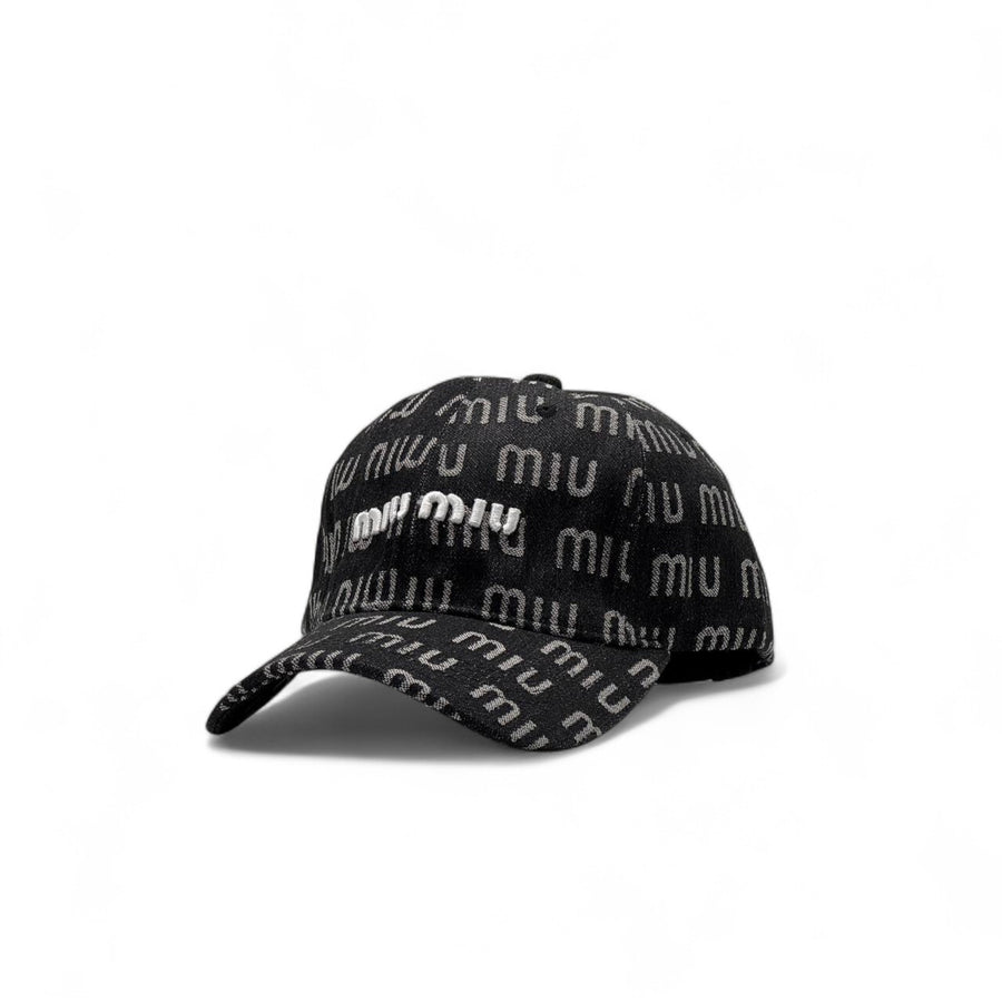 Miu Miu Monogram Logo Cap — Black