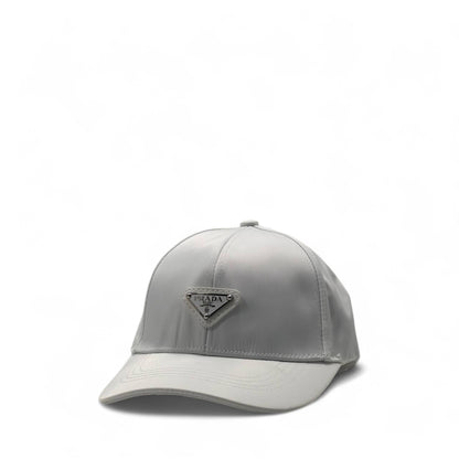 Prada Silver Logo Cap – Minimalist Elegance in Satin 💎🧢✨