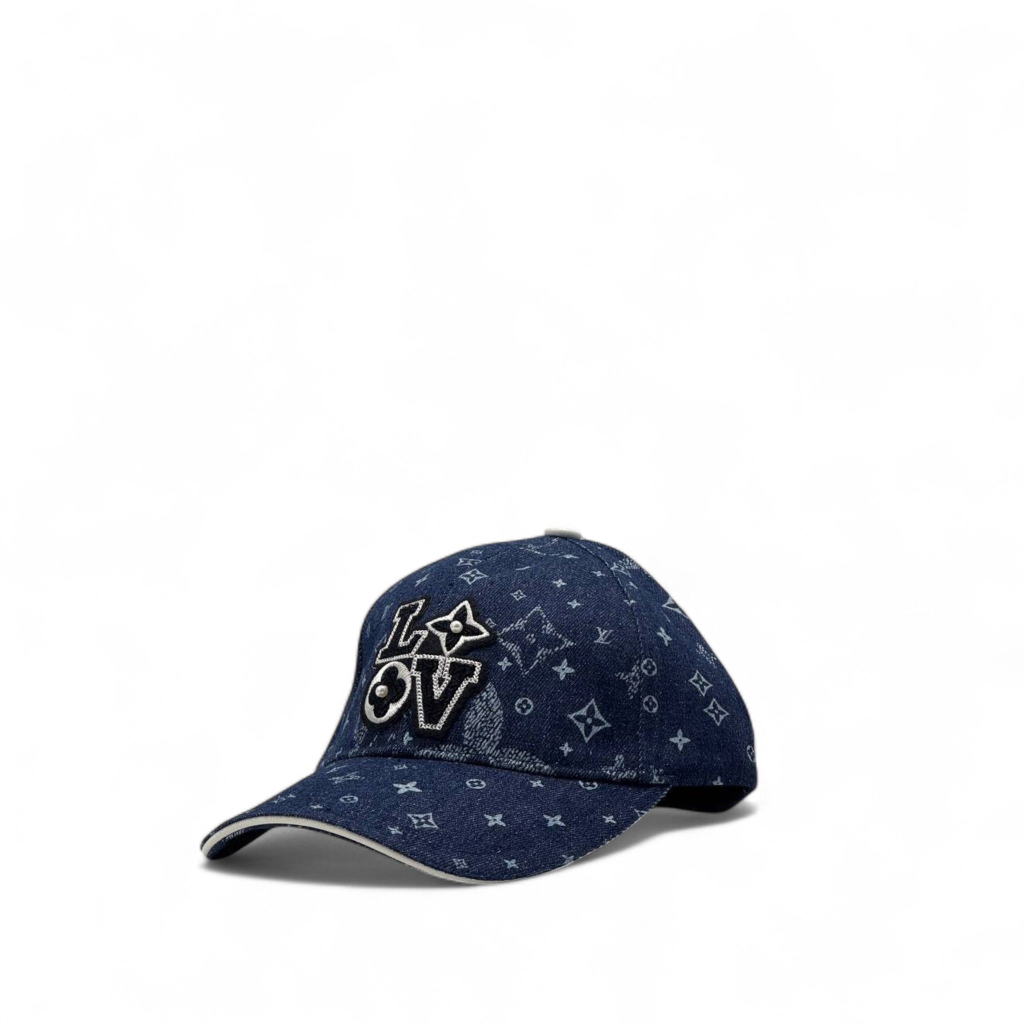 Louis Vuitton Denim Monogram Cap 💙 – "LOVE" Embroidered Street Style Hat