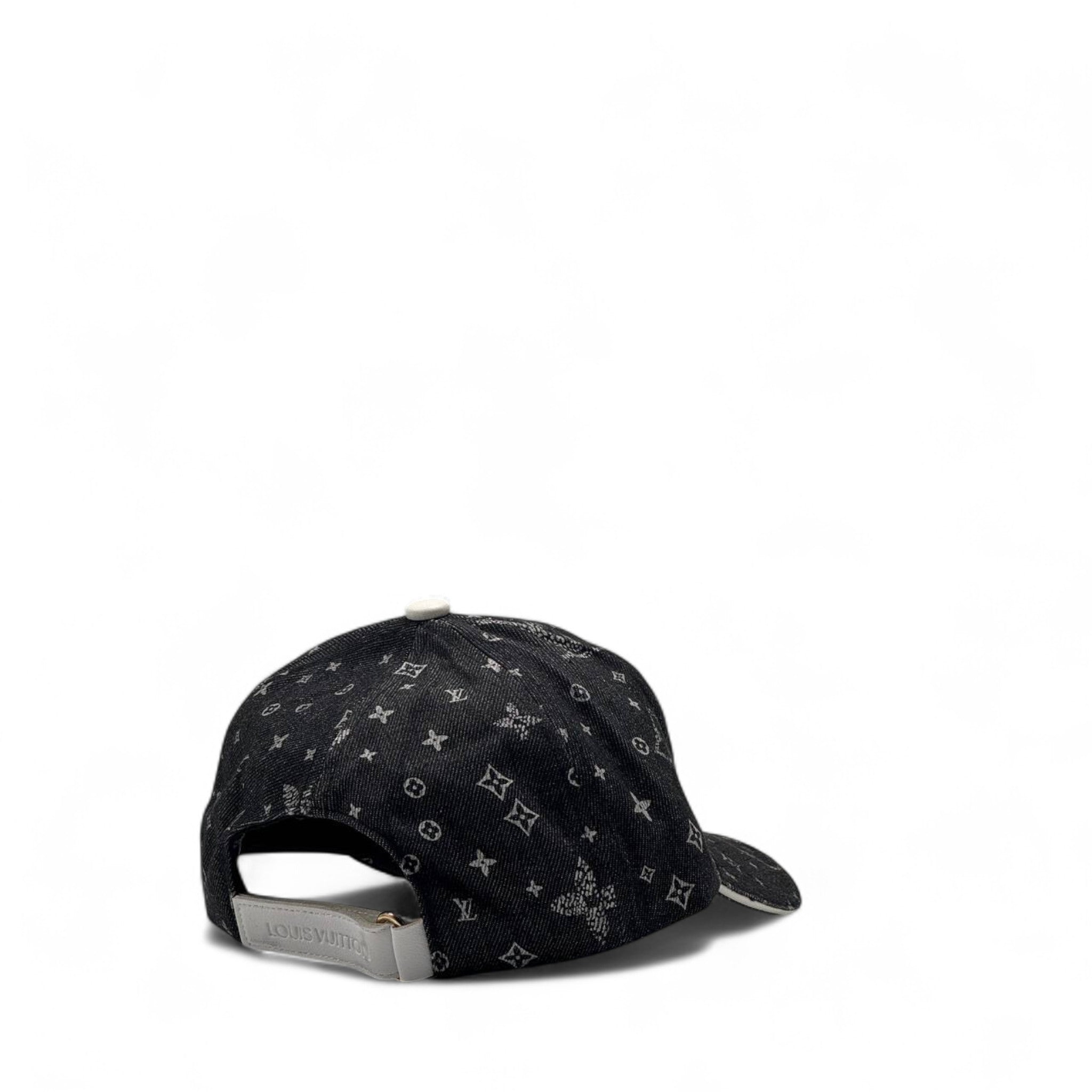 Louis Vuitton Black Denim Monogram Cap 🖤 – "LOVE" Embroidered Luxury Streetwear Hat