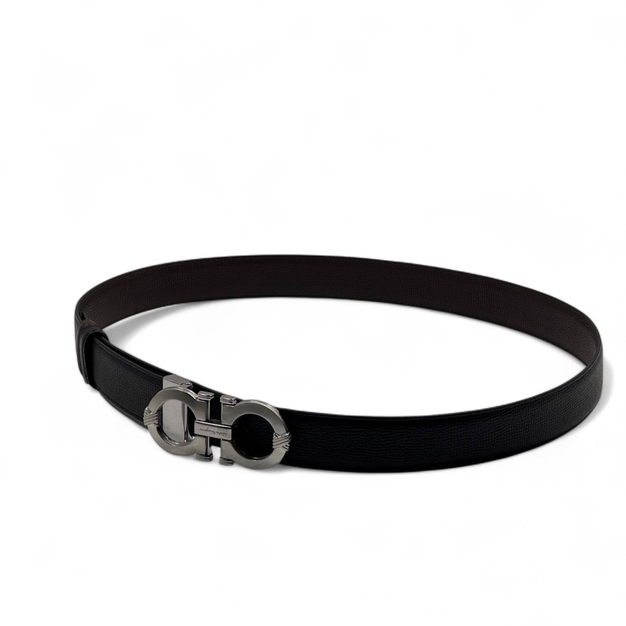 Salvatore Ferragamo Gancini Black Belt – Luxury Leather 120cm 🖤