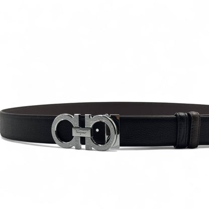 Salvatore Ferragamo Gancini Reversible Leather Belt – 130cm 🖤🤎 Luxury Dual-Tone