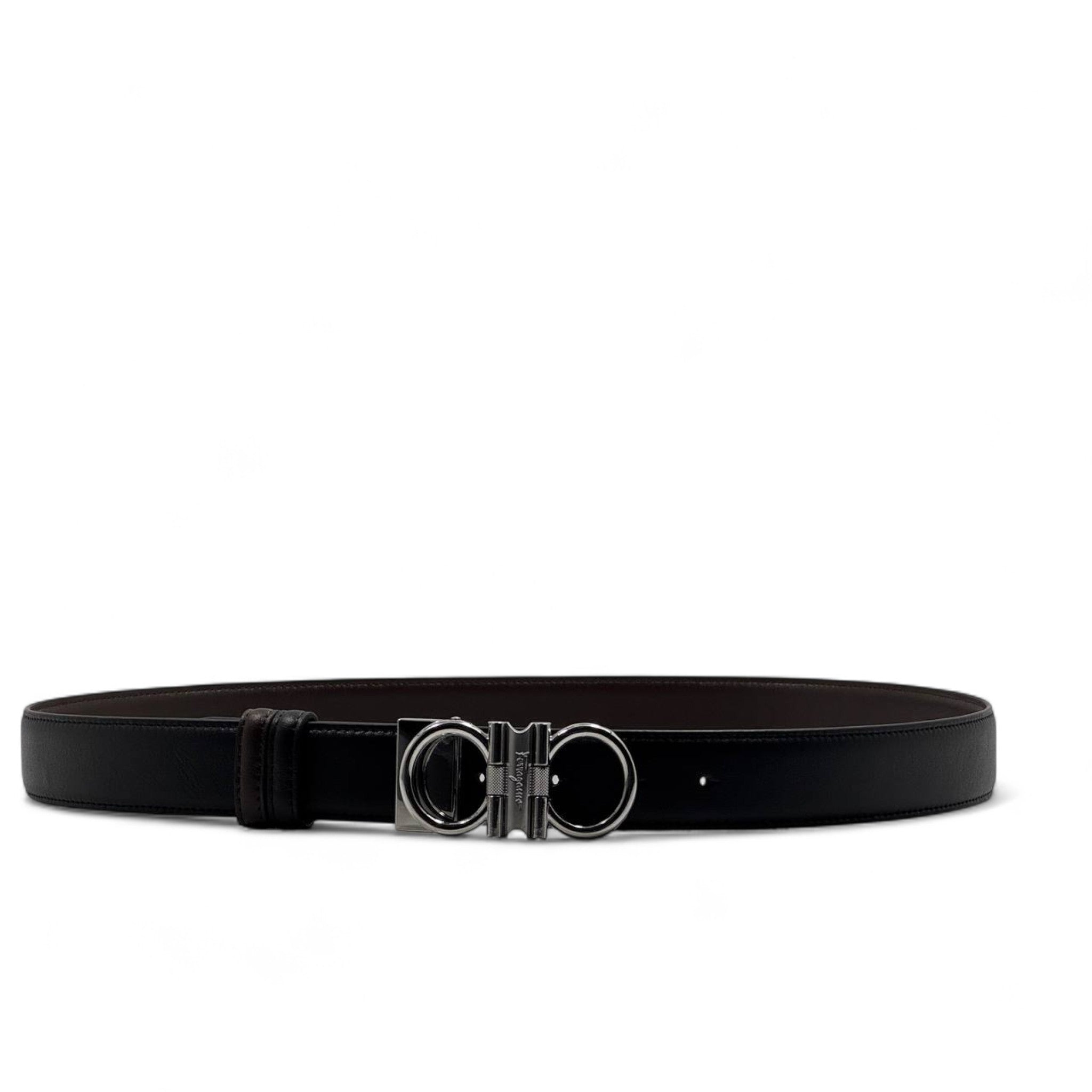 Salvatore Ferragamo Gancini Leather Belt – 120cm 🖤 Signature Elegance