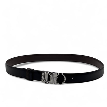 Salvatore Ferragamo Gancini Leather Belt – 120cm 🖤 Signature Elegance