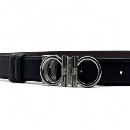Salvatore Ferragamo Gancini Leather Belt – 120cm 🖤 Signature Elegance