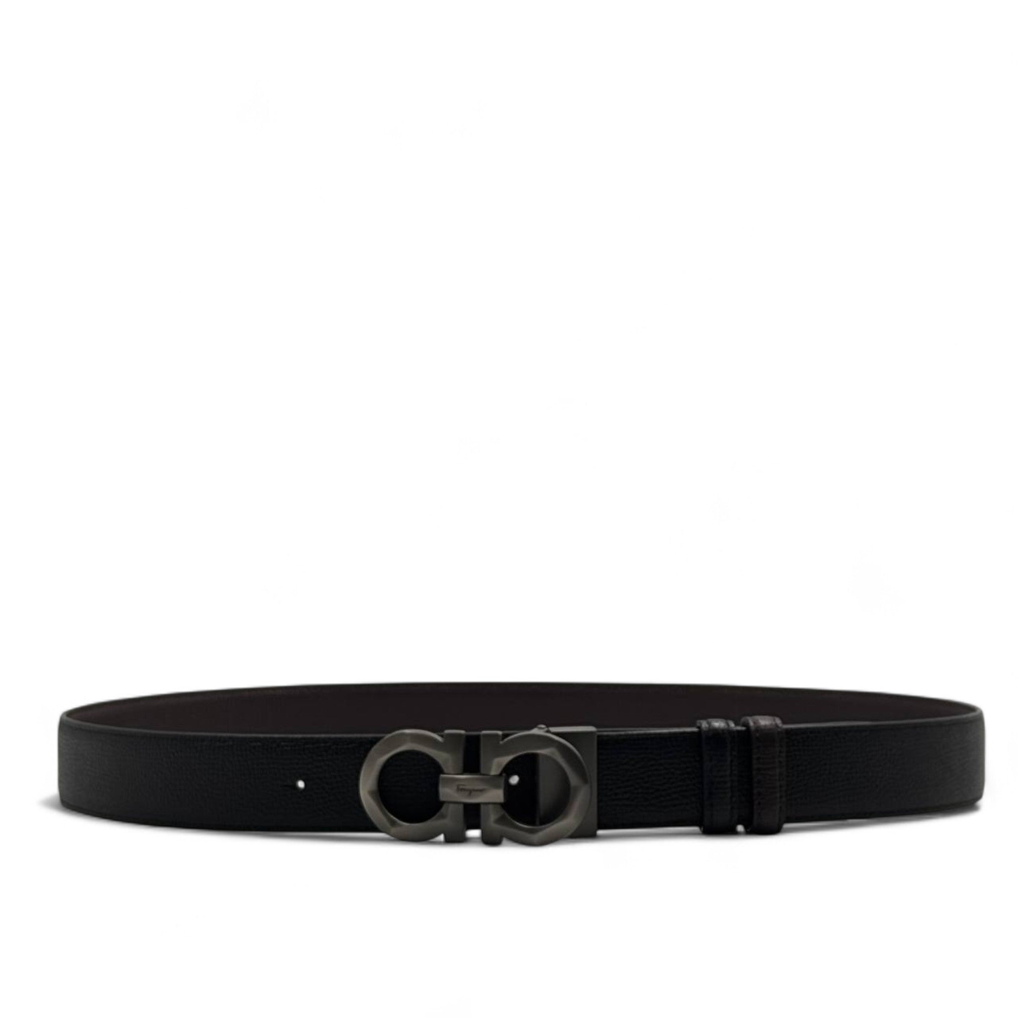 Salvatore Ferragamo Gancini Belt – 115cm 🖤 Gunmetal Elegance