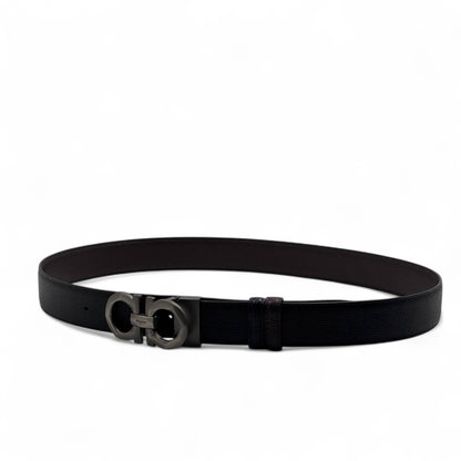 Salvatore Ferragamo Gancini Belt – 115cm 🖤 Gunmetal Elegance