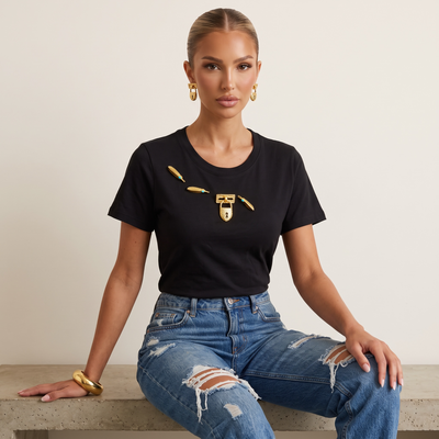 Schiaparelli Embellished Cotton T-Shirt – Black