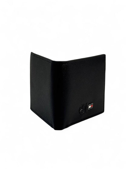 Mercedes x Tommy Hilfiger-Inspired Black Leather Wallet – Power Meets Precision 🖤✨