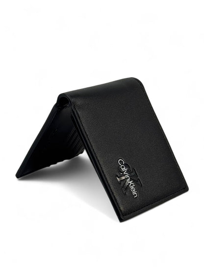Calvin Klein-Inspired Black Metal Logo Wallet – Bold Simplicity, Timeless Elegance 🖤✨
