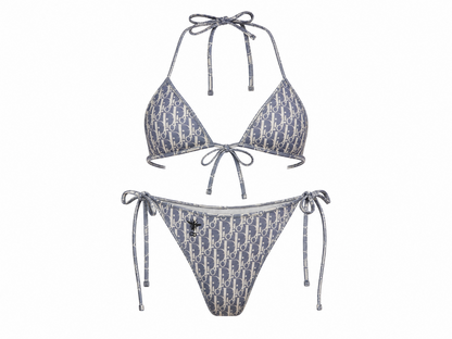 Christian Dior Oblique Triangle Bikini Set 💙🤍🏖️