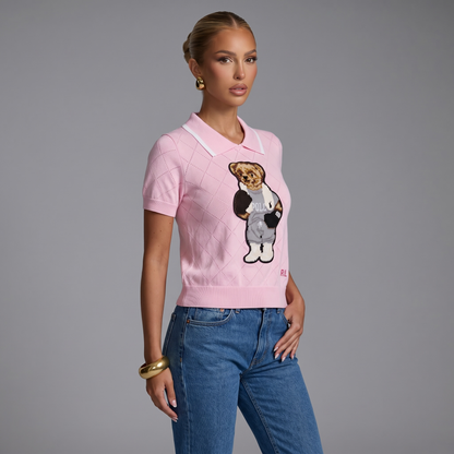 🧸 Polo Ralph Lauren Bear Knit Polo Sweater – Pink Edition one size